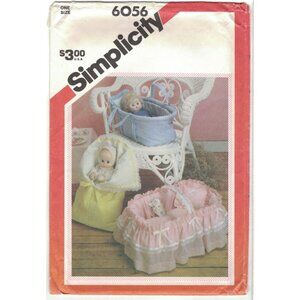 Vintage Simplicity 6056 Carriers for Dolls - Covered Basket, Carrier & Bunting